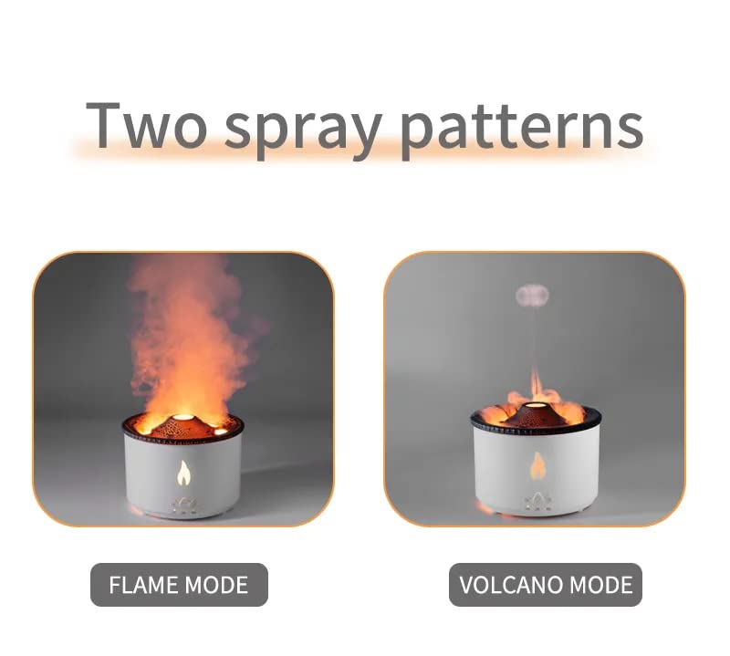 ORLOV Plastic Volcano Aromatherapy Humidifier Flame&Volcano Light Timer For Bedroom Home Yoga Office, Gift Ideal For Women, Flame Humidifier Ultrasonic Essential Oil Diffuser With Remote