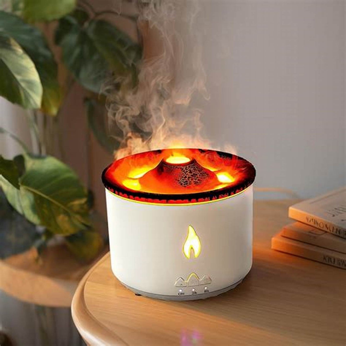 ORLOV Plastic Volcano Aromatherapy Humidifier Flame&Volcano Light Timer For Bedroom Home Yoga Office, Gift Ideal For Women, Flame Humidifier Ultrasonic Essential Oil Diffuser With Remote